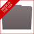 Grey letter size top tab single ply folders with 1/3 cut assorted tabs and 2" bonded fastener on inside front and inside back. 11 pt grey stock. Packaged 50/250