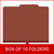 Red letter size top tab two divider classification folder with 2" russet brown tyvek expansion, with 2" bonded fasteners on inside front and inside back and 1" duo fastener on dividers - DV-T42-26-3RED
