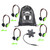 Galaxy Econo-Line of Sack-O-Phones with 5 Green Personal-Sized Headphones, Starfish Jackbox and Carry Bag