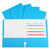 2-Pocket Laminated Paper Portfolios with 3-Hole Punch, Blue, Box of 25