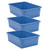 Slate Blue Large Plastic Storage Bin, Pack of 3