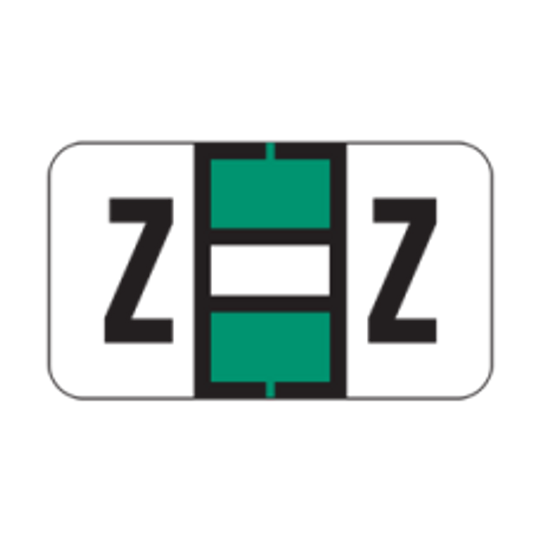 POS Alphabetic Labels - 2000 Series (Sheets for binder) - Letter -  Z- Dk. Green - 240 Labels Per Pack