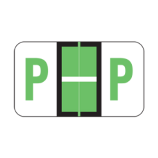 POS Alphabetic Labels - 3400 Series (Rolls) P- Lt. Green