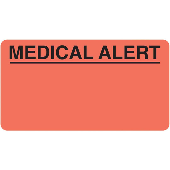 "Medical Alert" Label - Fl. Red - 3-1/4" x 1-3/4" - 250/Box