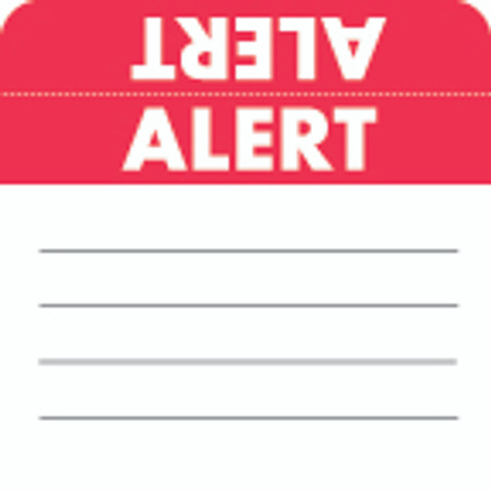 "Alert" Label - White/Red - 2" x 2" - 250 Labels/Box