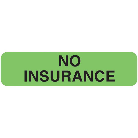 "No Insurance" Label - Fl. Green - 1 1/4" x 5/16" - Box of 500