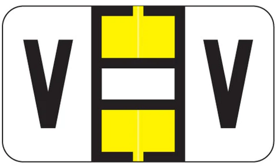 JETER Alphabetic Labels - 7200 Series (File Box Size Sheets) V- Yellow - 15/16" H x 1-5/8" W - MAP Pack 126/Pack