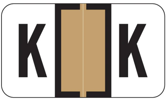 JETER Alphabetic Labels - 5800 Series (Sheets for Binder) K- Tan