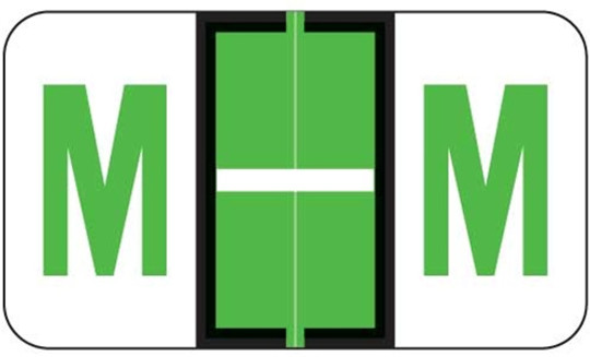 JETER Alphabetic Label - 5100 Series (Rolls) M - Lt. Green
