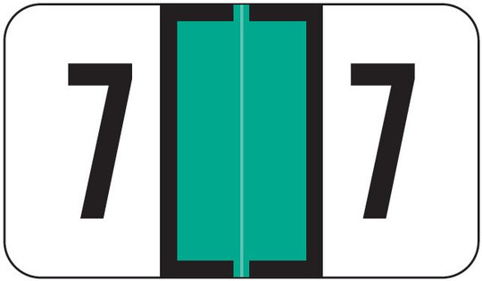 JETER Numeric Label - 2600 Series (Rolls) - 7 - Lt. Green