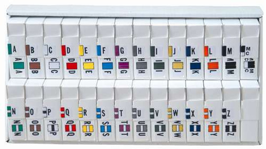 JETER Alphabetic Labels - 2900 Series (Rolls) A-Z + Mc - Set with Holding Tray
