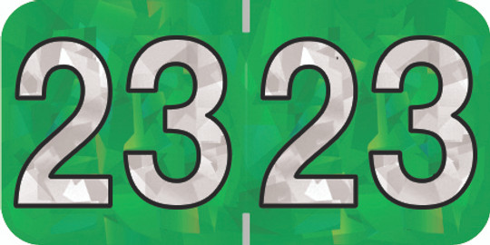 Holographic Yearband Label (Rolls) 500 - 2023 - Green - HGYM Series - Polylaminated