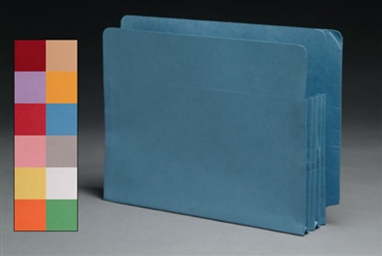 End Tab Colored 5.25" Accordion Expansion File folders - Letter Size - 12 Colors Choices - 100/Carton