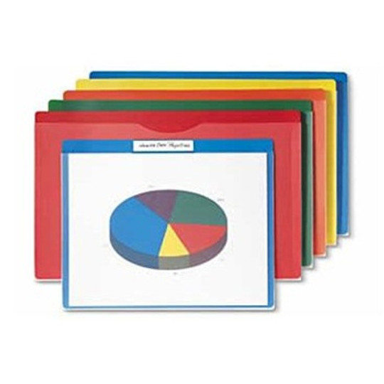 Poly File Jacket - Letter - 11-7/8" x 9-1/2" -  Assorted Colors; Red, Orange, Yellow, Blue and Green, 10/Pack