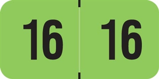 PMA Fluorescent Yearband Label (Rolls of 500) - 2016 - Fl. Green - FGYM Series - Laminated