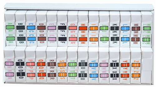 File Doctor Alphabetic Labels - FDAV Series (Rolls) A-Z + Mc Complete Set  with holding tray - 1" H x 1-1/4" W - 500/Roll
