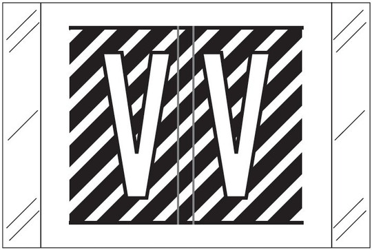 Tabbies Alphabetic Labels - 12000 Series (Rolls) V- Black