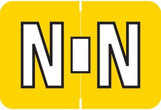 Colwell Jewel Alphabetic Labels - COPK Series (Pack) N - Yellow
