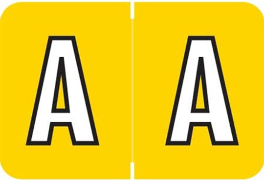 Colwell Jewel Alphabetic Labels - COAM Series (Rolls) A- Yellow