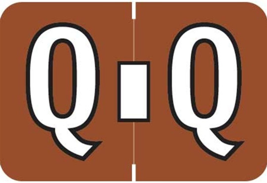 Colwell Jewel Alphabetic Labels - COAM Series (Rolls) Q- Brown