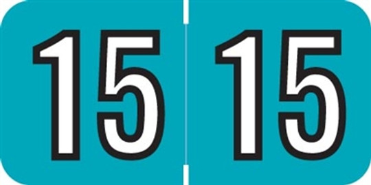 Barkley Yearband Label (Rolls of 500) - 2015 - Teal/Black - BKYM Series - Laminated