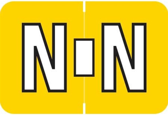 Colwell Jewel Alphabetic Labels - COAM Series (Rolls) N- Yellow