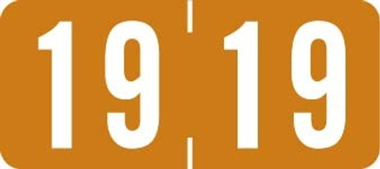 TAB Yearband Label (Rolls of 500) - 2019 - Brown - A1287 Series