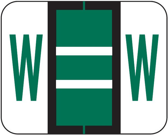 TAB Alphabetic Labels - 1283 Series (Rolls) W- Dk. Green