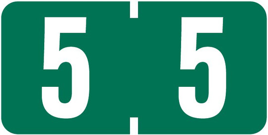 TAB Numeric Labels - 1277 Series (Rolls) - 5 - Dk. Green