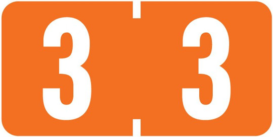 TAB Numeric Labels - 1277 Series (Rolls) - 3 - Dk. Orange