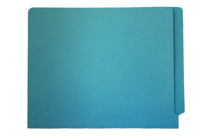 End Tab File Folder w/ Fasteners - Position 1 & 3 - Light Blue - Legal Size - 11 pt - Reinforced Full End Tab - 100/Box