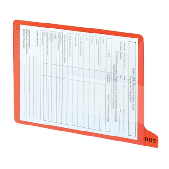 Smead End Tab Poly Out Guide, Two Pocket, Bottom Position Tab, Letter Size, Red, 25 per Box (61950)