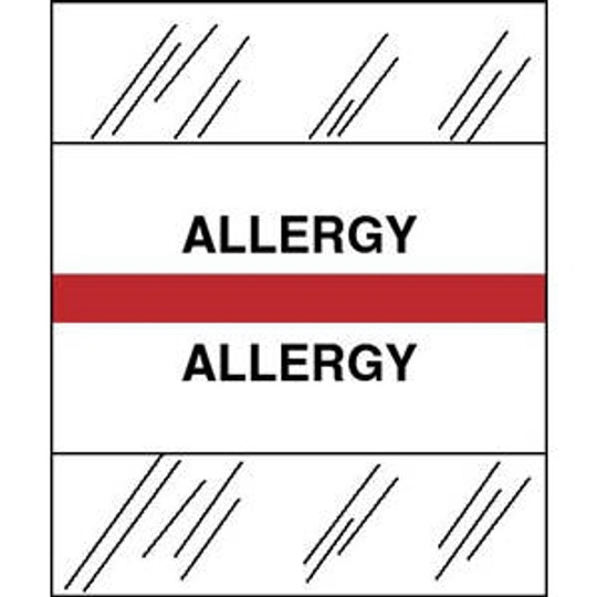 Patient Chart Index Tabs/Labels - "Allergy" - Red - 1/2" H x 1-1/4" W - 100/Pack