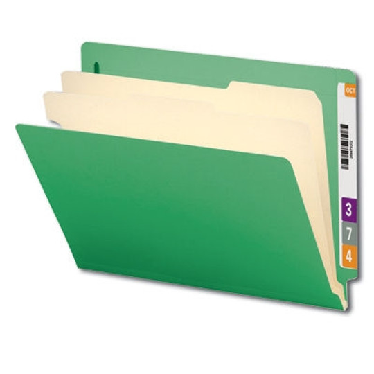 Smead End Tab Classification File Folder, 2 Divider, 2" Expansion, Letter Size, Green, 10 per Box (26837) - 5 Boxes