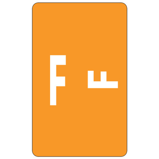 Smead AlphaZ ACCS Color-Coded Alphabetic Label, F, Orange, 100 labels per Pack (67176) - 5 Packs