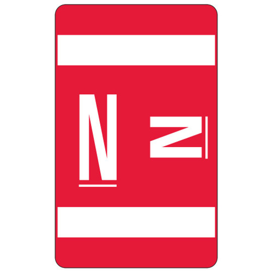Smead AlphaZ ACCS Color-Coded Alphabetic Label, N, Red, 100 labels per Pack (67184) - 5 Packs