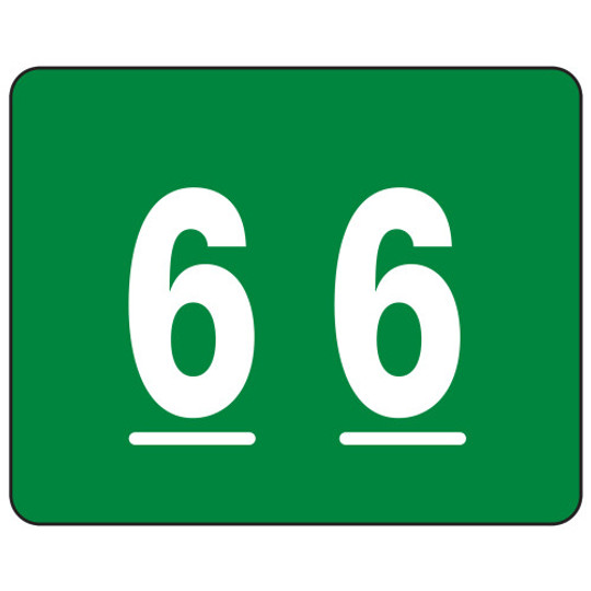 Smead TTS Color-Coded Numeric Label, 6, Label Sheet, Green, 500 per Roll (67346)