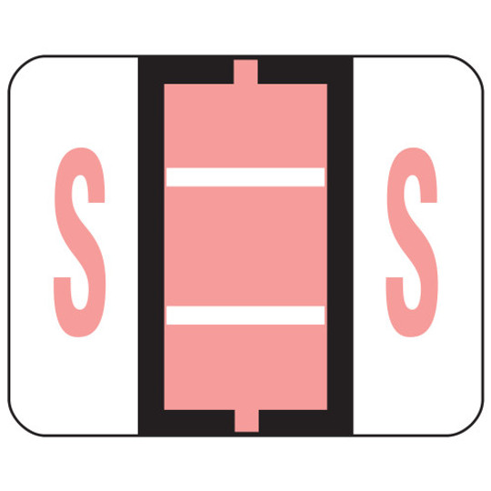 Smead BCCR Bar-Style Color-Coded Alphabetic Label, S, Label Roll, Pink, 500 labels per Roll, (67089)