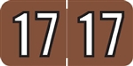 1 1/2" x 3/4" Year Labels: Sycom Barkley Compatible- Brown 2017 - 500/Roll