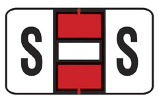 JETER Alphabetic Labels Letter "S"- 7100 Series - Red - File Box Size Sheets - 225/Pack