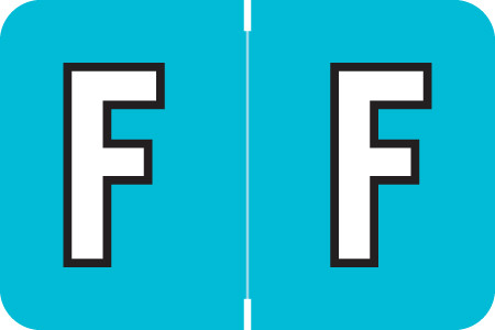 AmeriFile ColorBrite Alpha Labels - Letter F - Turquoise - 1 1/2 W x 1 H - Rolls of 500