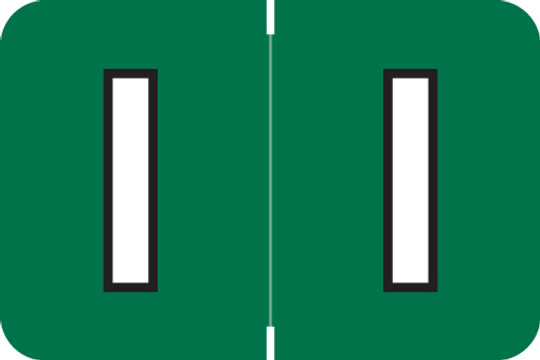 AmeriFile ColorBrite Alpha Labels - Letter I - Green - 1 1/2 W x 1 H - Rolls of 500