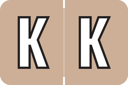 ColorBrite Alpha Labels - Letter K - Brown - 1 1/2 W x 1 H - Roll of 500