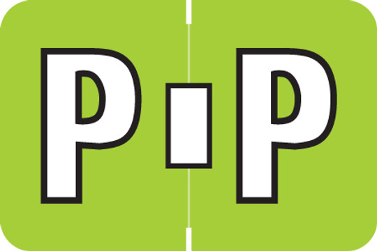 AmeriFile ColorBrite Alpha Labels - Letter P - Green - 1 1/2 W x 1 H - Rolls of 500