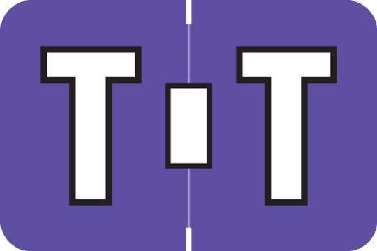 AmeriFile ColorBrite Alpha Labels - Letter T - Purple - 1 1/2 W x 1 H - Rolls of 500