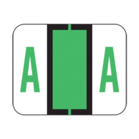 AmeriFile the File Doctor Compatible Alpha Labels - Letter A - Green - 1 1/4 W x 1 H  - Roll of 500