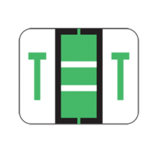 AmeriFile the File Doctor Compatible Alpha Labels - Letter T - Green - 1 1/4 W x 1 H  - Roll of 500