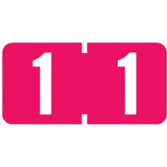 AmeriFile TAB Products Compatible Numeric Mini-Labels - Number 1 - Red - 1 W x 1/2 H - Roll of 500