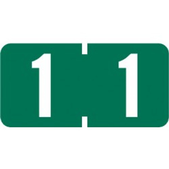 AmeriFile TAB Products Compatible Numeric Mini-Labels - Number 1 - Green - 1 W x 1/2 H - Roll of 1000