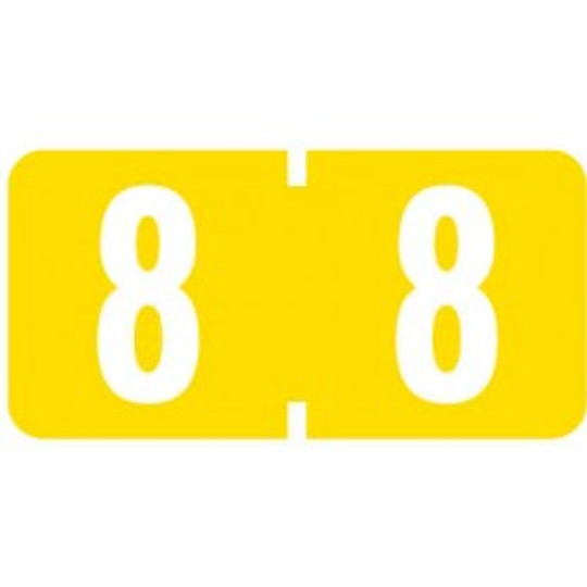 AmeriFile TAB Products Compatible Numeric Mini-Labels - Number 8 - Yellow - 1 W x 1/2 H - Roll of 1000